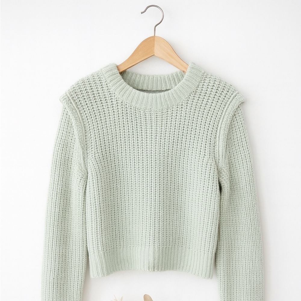 Abercrombie & Fitch Mint Green Cropped Knit Sweater – Size Small